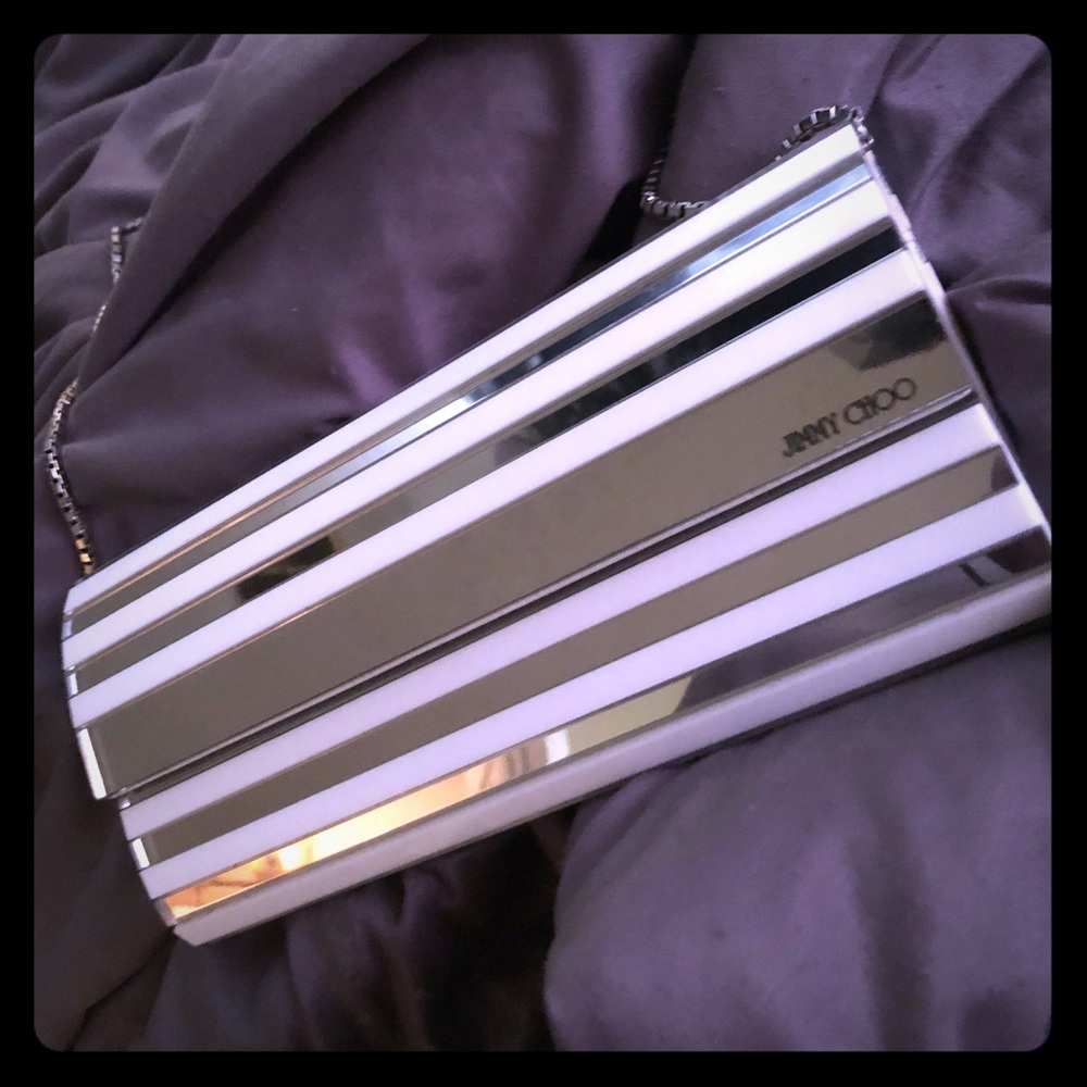 Jimmy Choo “Sweetie Ama” Clutch / White (Mirror)